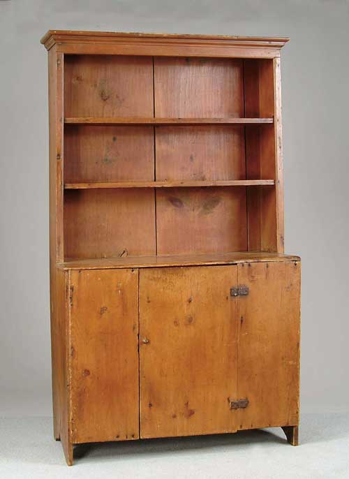 Appraisal: GOOD EARLY TH CENTURY PINE STEP BACK CANT BACK CUPBOARD