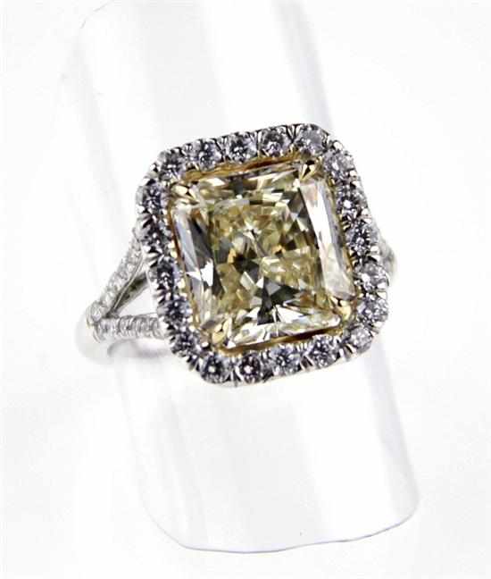 Appraisal: Fancy yellow diamond ring ct radiant-cut yellow diamond color fancy