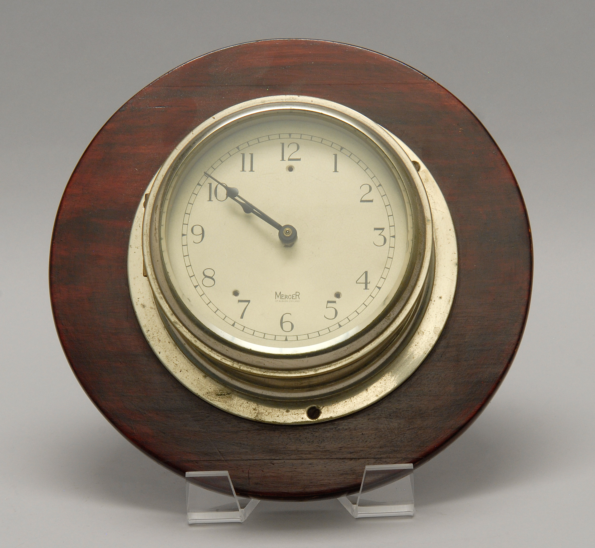 Appraisal: MERCER SHIP'S CLOCK From the ship Coronia Mounted on a