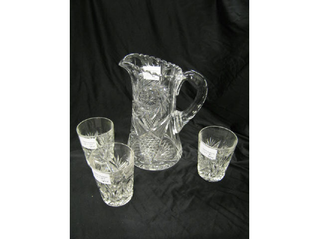 Appraisal: Brilliant Period Cut Glass Pitcher and tumblers