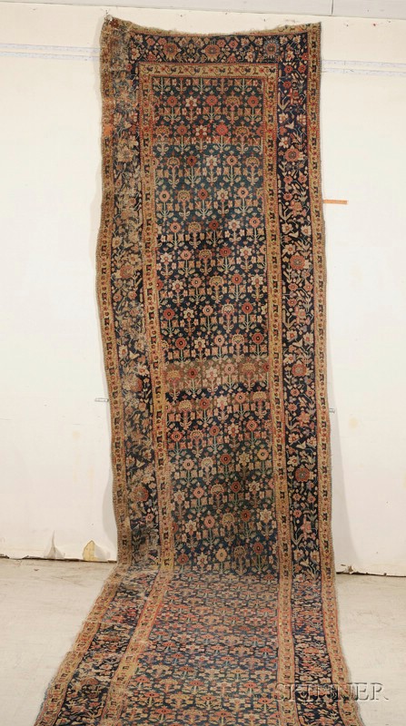 Appraisal: Northwest Persian Runner mid- th century extensive crude repairs all