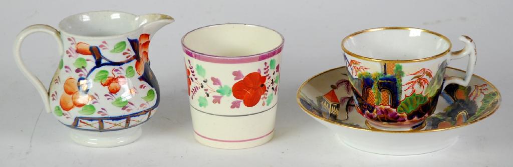 Appraisal: NINETEENTH CENTURY HAND PAINTED ENGLISH PORCELAIN TEA CUP AND MATCHING