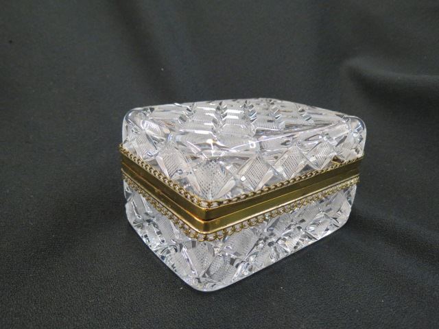 Appraisal: Cut Glass Dresser Box diamond designs X excellent