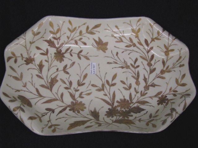 Appraisal: Victorian Porcelain Ice Cream Tray gold butterfly floral decor