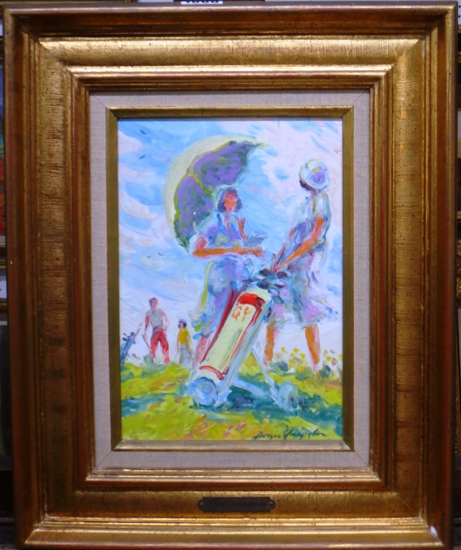 Appraisal: Georges Yoldjoglou b Levee au golf oil on canvas signed