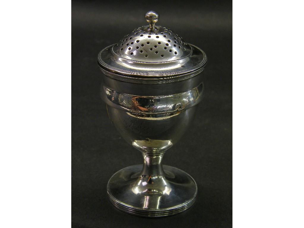 Appraisal: George III silver sifter of cup and cover form the