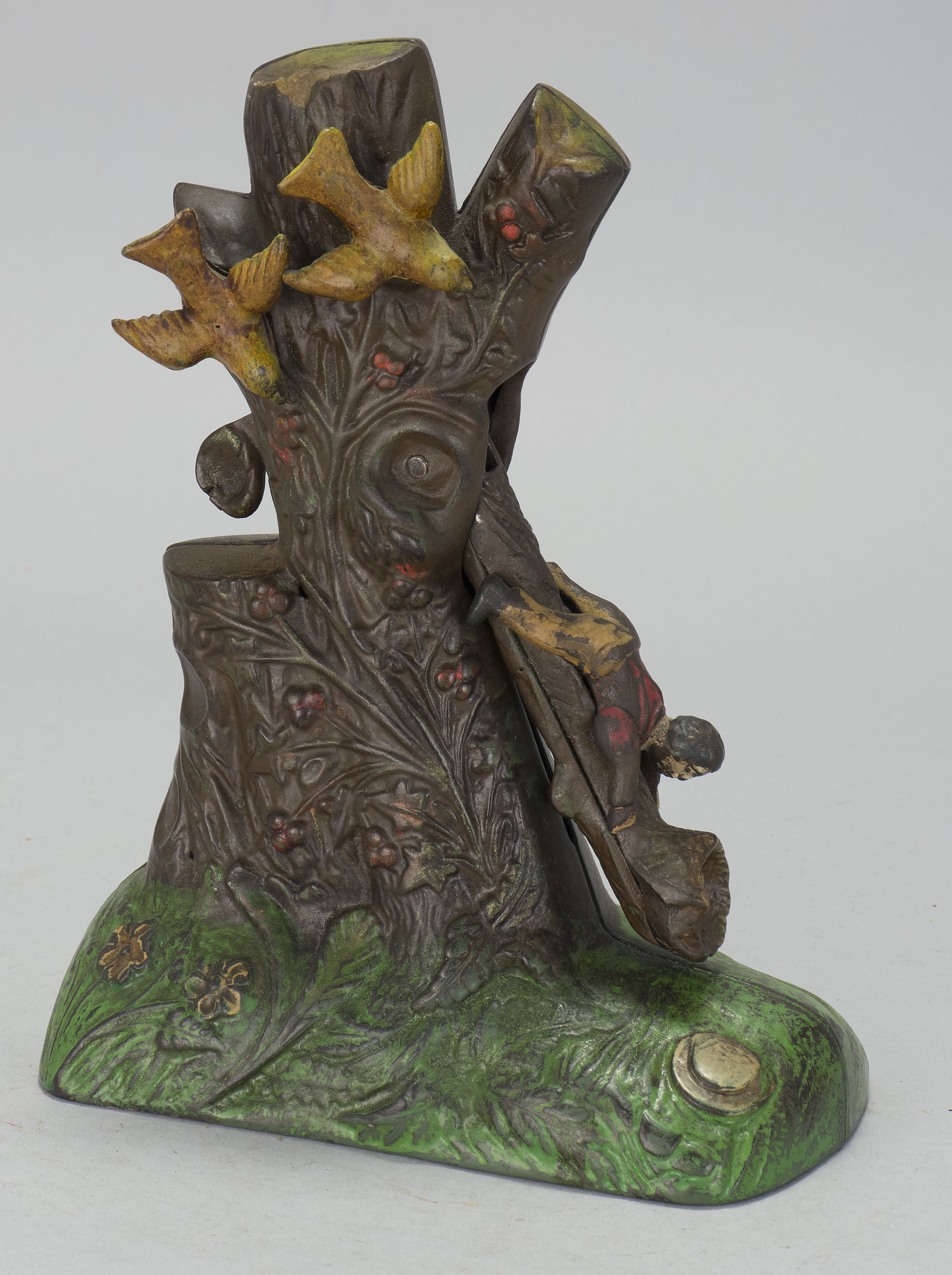 Appraisal: BOY ROBBING BIRD'S NEST CAST IRON MECHANICAL BANK Circa By