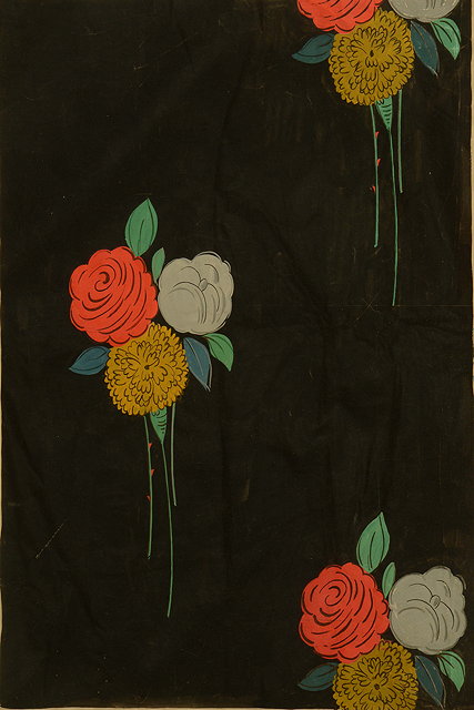 Appraisal: AN EARLY TH CENTURY FRENCH WALLPAPER DESIGN of black ground