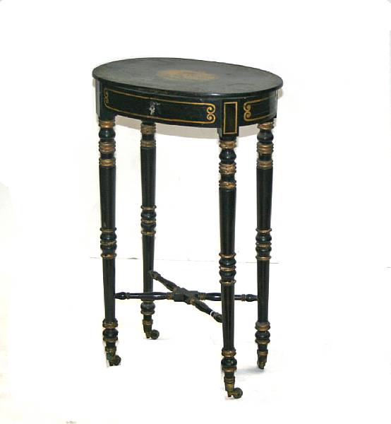 Appraisal: A Regency parcel gilt ebonized work table first quarter th