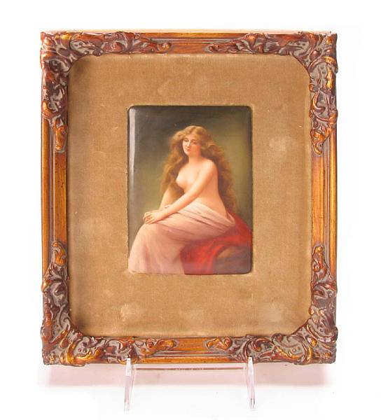 Appraisal: A Continental porcelain plaque Solitude after Asti signed Wagner framed