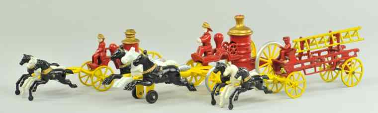 Appraisal: KENTON FIRE WAGON GROUPING Lot includes ladder wagon and two