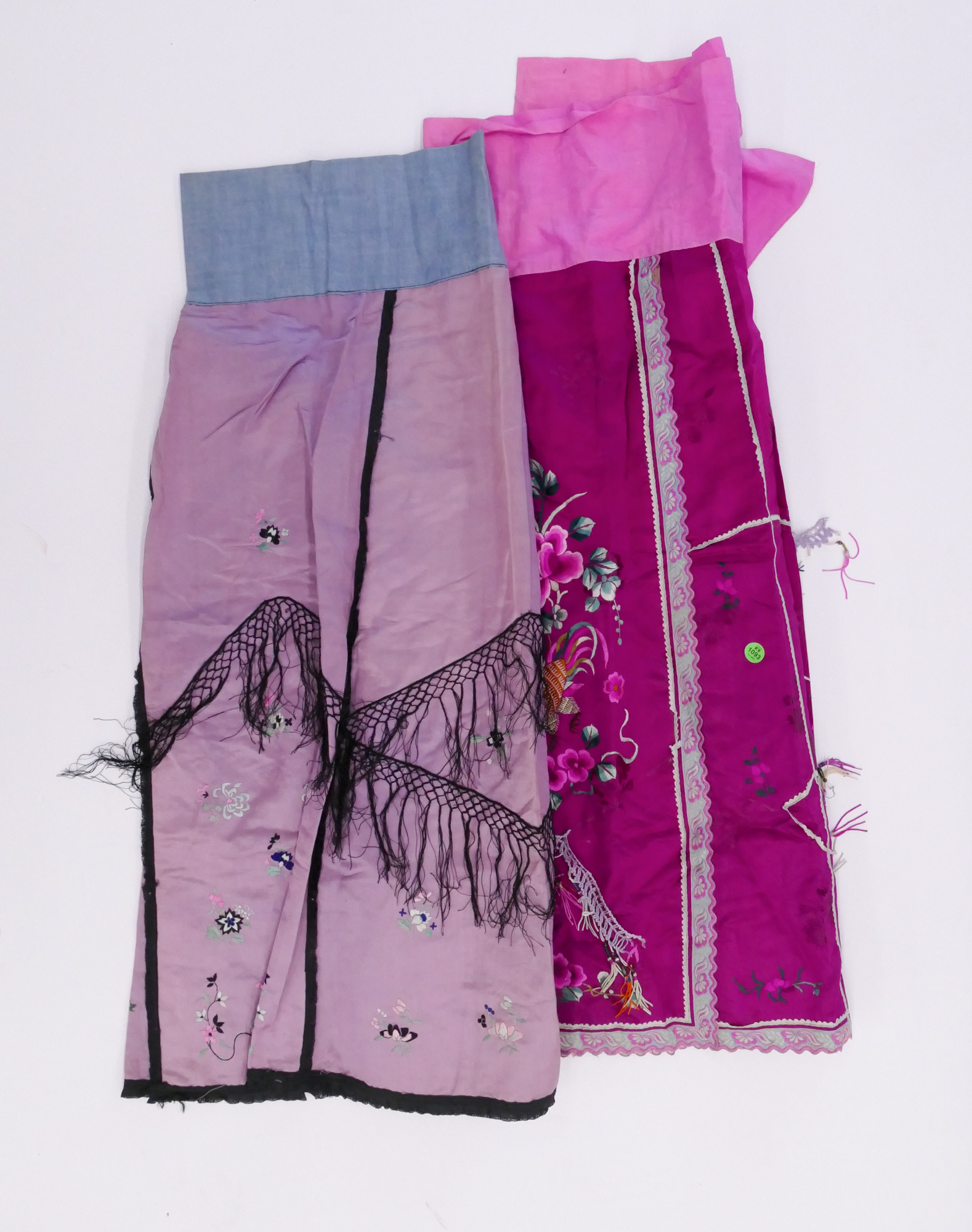 Appraisal: pc Chinese Silk Embroidered Skirts- '' long