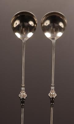 Appraisal: A pair of Charles II style seal top silver spoons