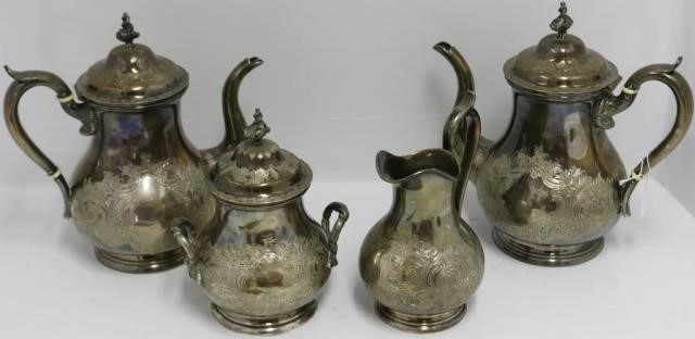 Appraisal: PIECE AMERICAN COIN SILVER TEA SET BY BOSTON MA MAKER