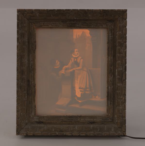 Appraisal: ANTIQUE LITHOPHANE x Antique lithophane depicting Renaissance style figural scene