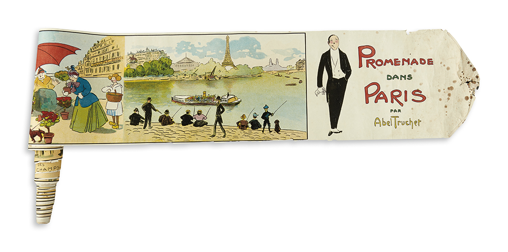 Appraisal: PARIS Abel-Truchet Louis Promenade dans Paris Color-lithographed panoramic mural of