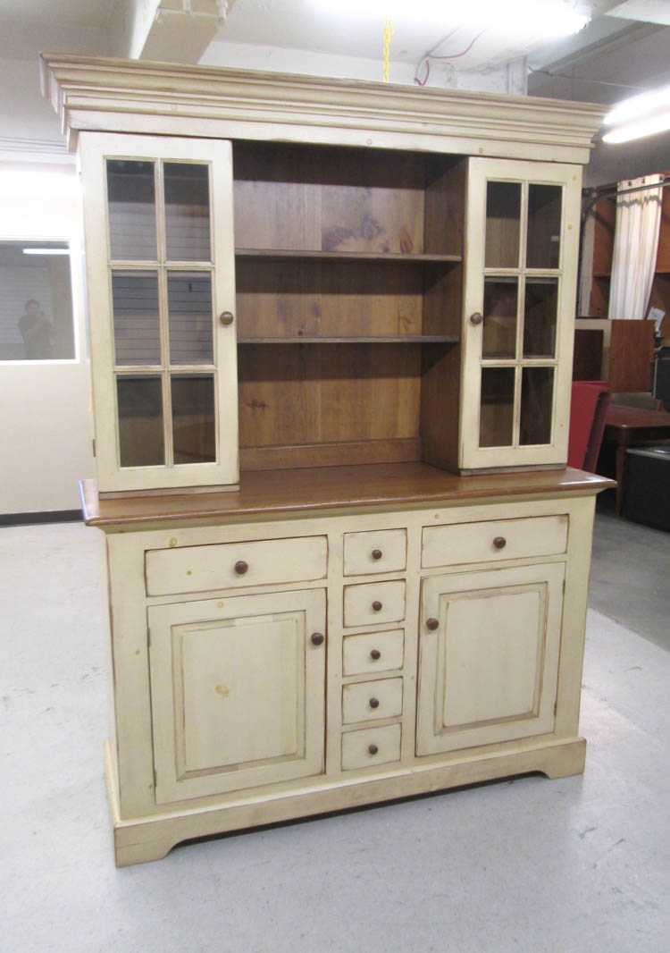 Appraisal: COUNTRY STYLE PAINTED PINE HUTCH American late th century in