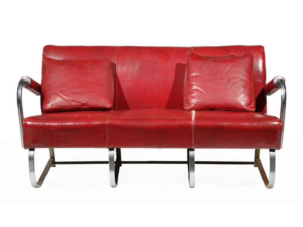 Appraisal: K E M Weber for Lloyd Red Sofa and Two