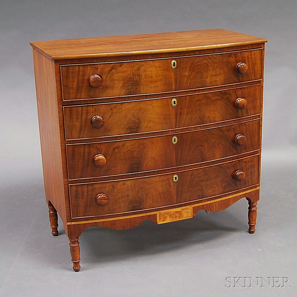 Appraisal: Federal Mahogany Bow-front Chest of Drawers New England early th