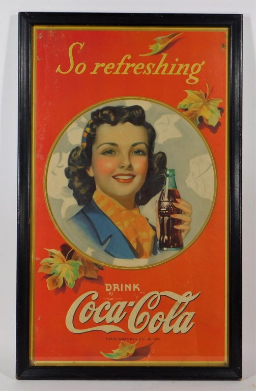 Appraisal: COCA-COLA CARDBOARD ADVERTISING SIGN United States Display sign with woman