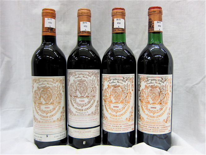 Appraisal: FOUR BOTTLES VINTAGE FRENCH RED BORDEAUX Chateau Pichon-Longueville au Baron