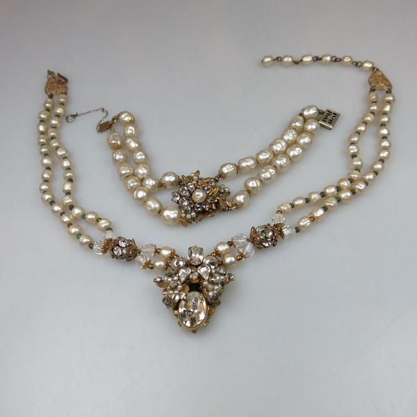 Appraisal: Original By Robert Gilt Metal And Faux Pearl Necklace And