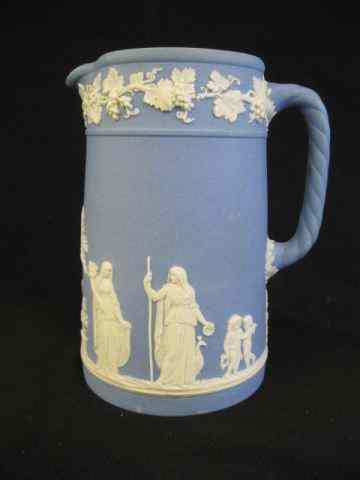 Appraisal: Wedgwood Blue Jasperware Pitcher classical cupid maidens in garden ''