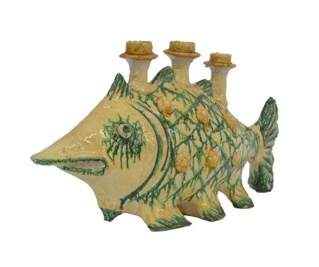 Appraisal: Italian majolica fish candelabrum attributed to ND Dolfi th c