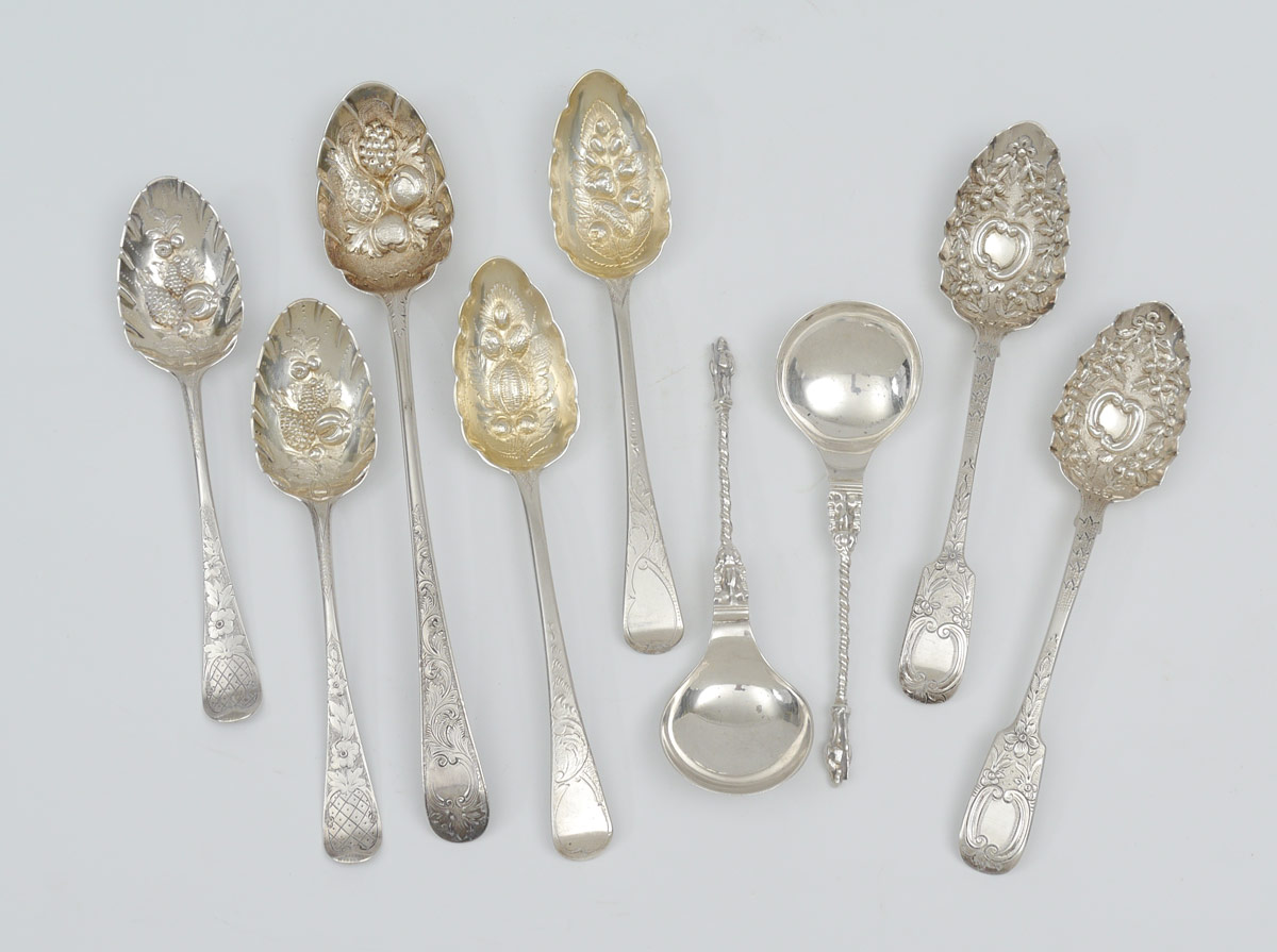 Appraisal: ENGLISH STERLING SILVER BERRY SPOONS pieces total with an assembled