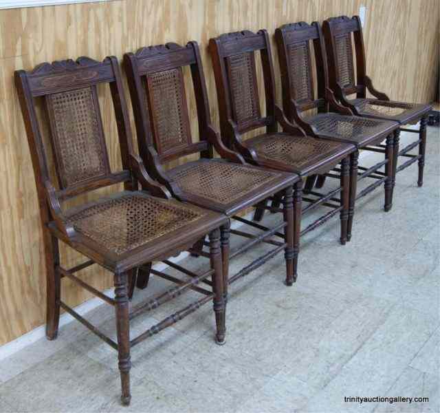 Appraisal: Antique Eastlake Mahogany Cane Dining ChairsFrom the late Victorian era