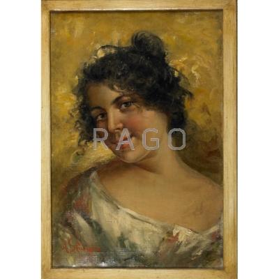 Appraisal: PORTRAIT th c Oil on canvas of a woman in