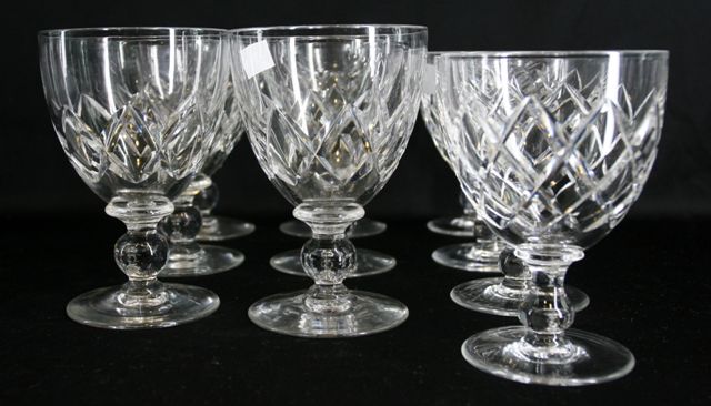 Appraisal: A set of six Stuart cut crystal pedestal goblets together