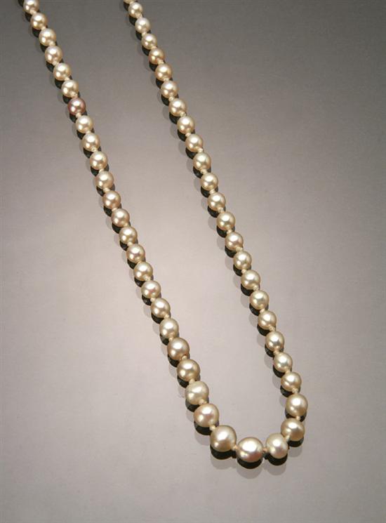 Appraisal: Victorian Choker Length Natural Pearl and Diamond Necklace Knotted Mid