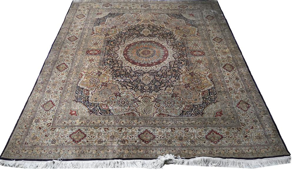 Appraisal: TABRIZ-STYLE CARPETsilk on silk ' x ' Condition