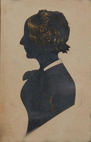 Appraisal: A TH CENTURY SILHOUETTE SIDE PROFILE OF A YOUNG LADY