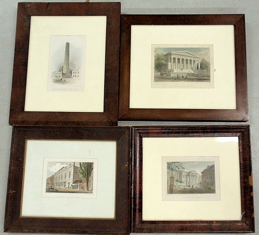 Appraisal: - Four framed Philadelphia architectural prints- Sparks Philadelphia Shot Tower