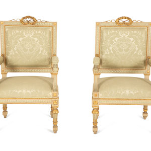 Appraisal: A Six-Piece Louis XIV Style Painted and Parcel Gilt Parlor