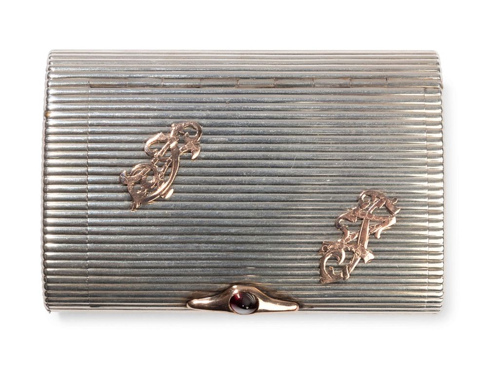 Appraisal: A Russian Silver Gold and Charm Applied Cigarette Case A