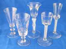 Appraisal: A group of five glasses including an engraved ale glass