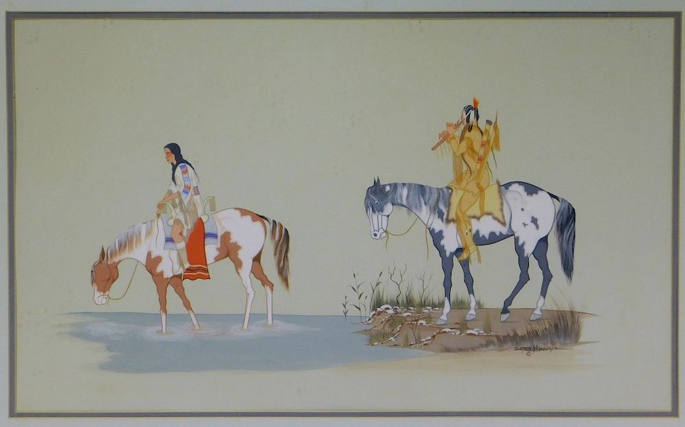 Appraisal: Doc Nevaquaya Native American Indian WC Painting Doc Nevaquaya Oklahoma