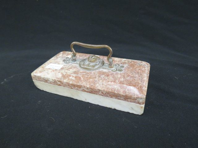 Appraisal: Victorain Marble Doorstop brass Egyptian decor handled X