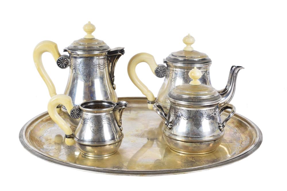 Appraisal: ITALIAN SILVER FIVE PIECE TEA COFFEE SERVICEMarked Italian assay stamp