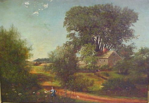 Appraisal: N A Moore - oil on canvas landscape with figure