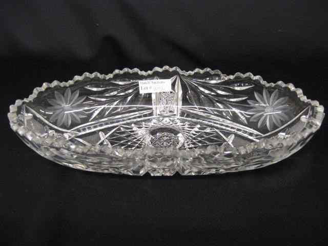 Appraisal: Cut Glass Pickle Dish floral starburst '' x ''