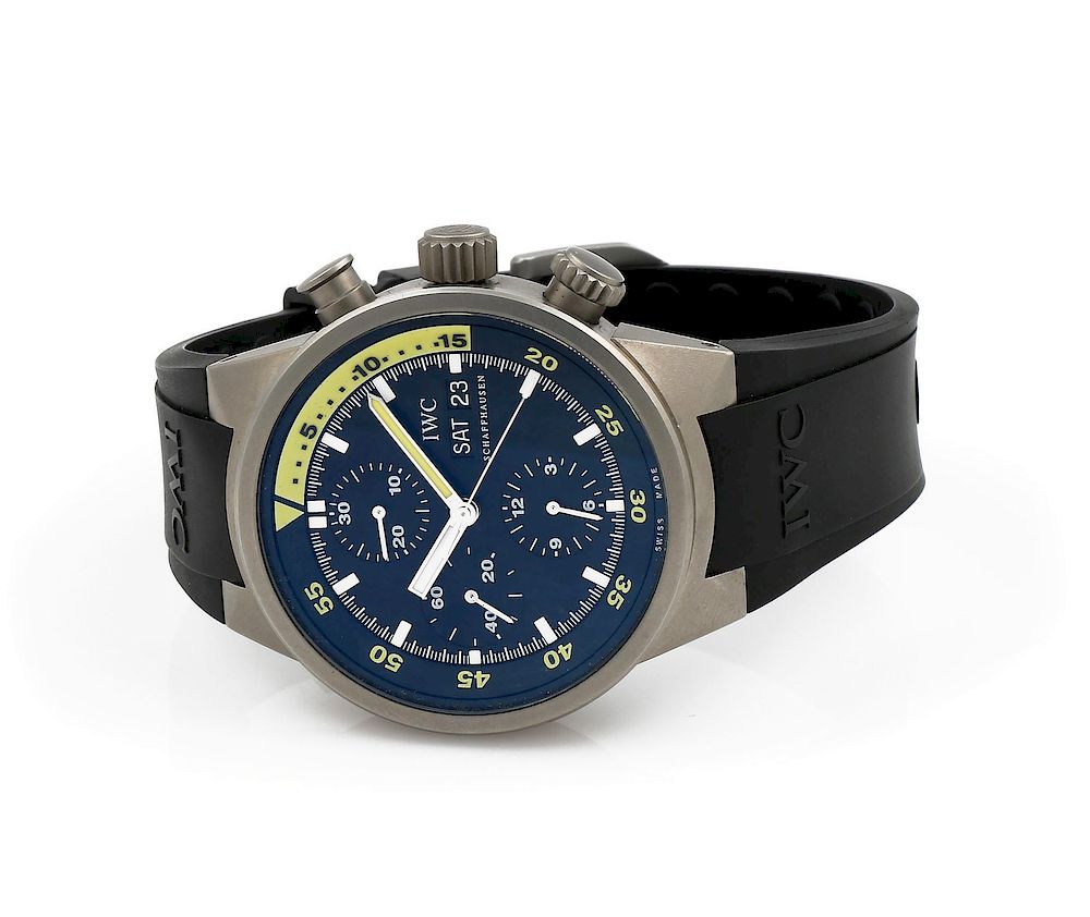 Appraisal: IWC Titanium Aquatimer Chronograph IWC titanium Aquatimer chronograph featuring a