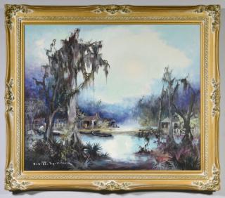 Appraisal: Colette Heldner Swamp Scene Oil on Canvas Colette Pope Heldner