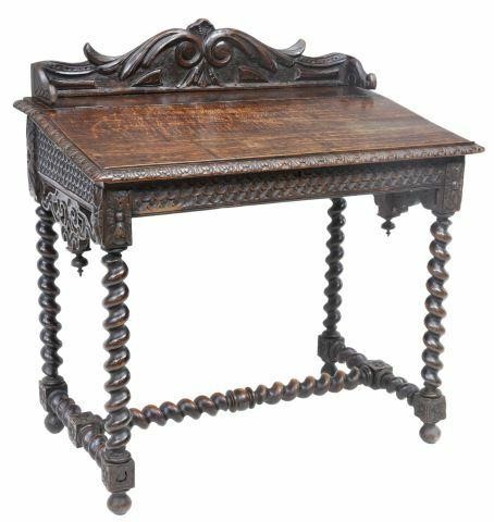 Appraisal: French Louis XIII style oak writing desk late th c