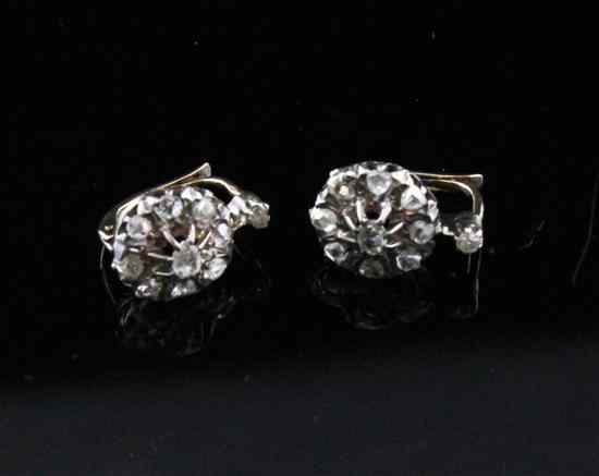 Appraisal: A pair of Victorian gold and rose diamond cluster earrings