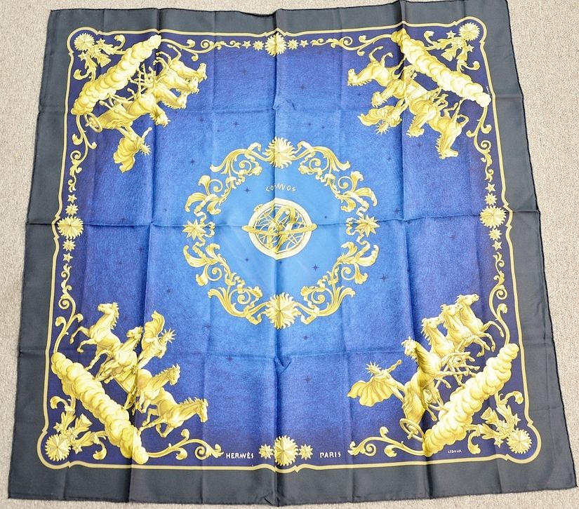 Appraisal: Hermes silk scarf Cosmos in original box approximately x Hermes