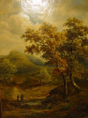 Appraisal: ATTRIBUTED TO BENJAMIN WILLIAMS LEADER Wood Landscape with Figures by